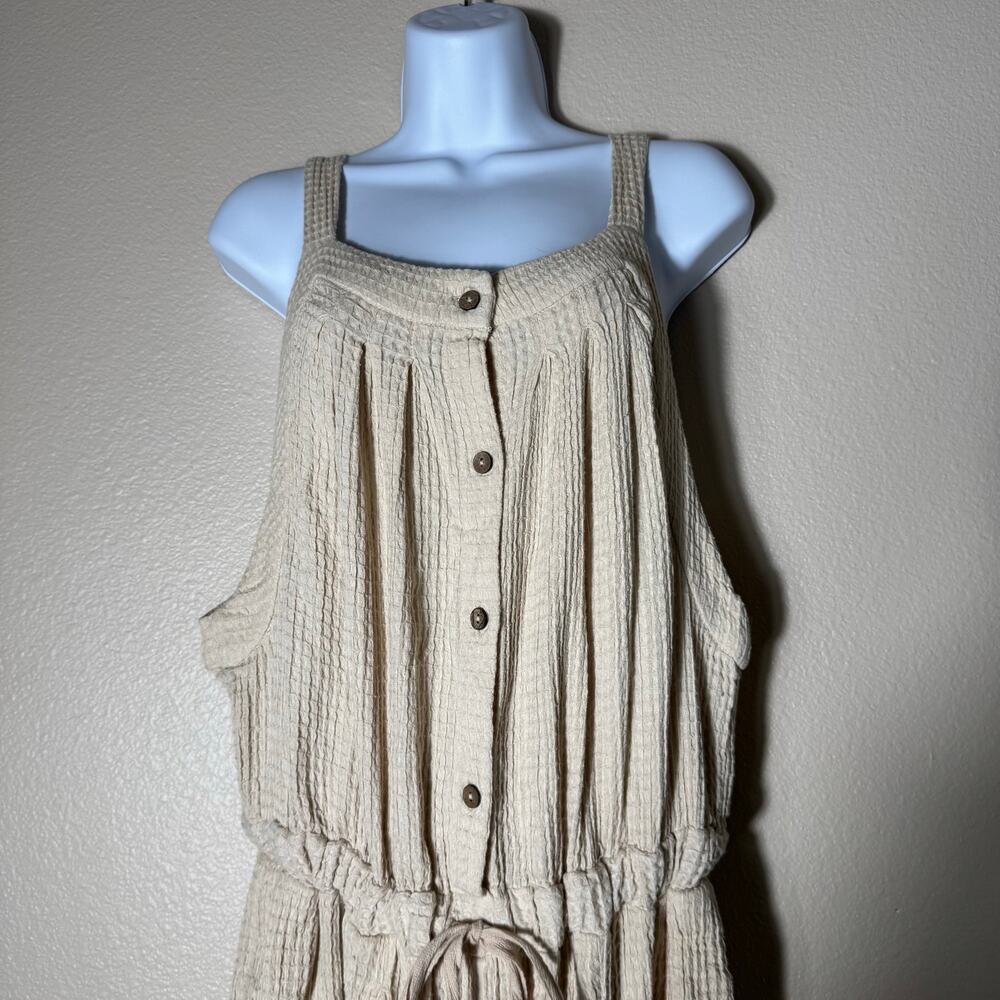 free people | cream off the grid waffle knit women's jumpsuit sz XL - Picture 3 of 11